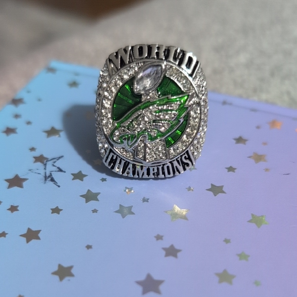 Unk Silver and Green Championship Ring Size 9 (Foles)